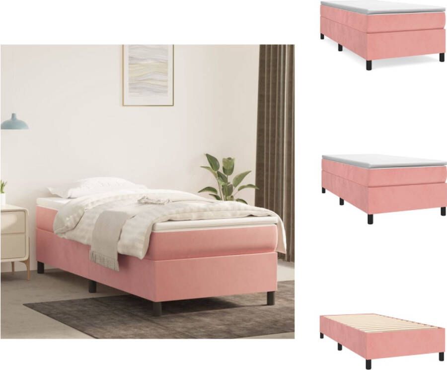 VidaXL Boxspringframe roze Stof 203x100x35 cm Geschikte matras- 100x200 cm Bed