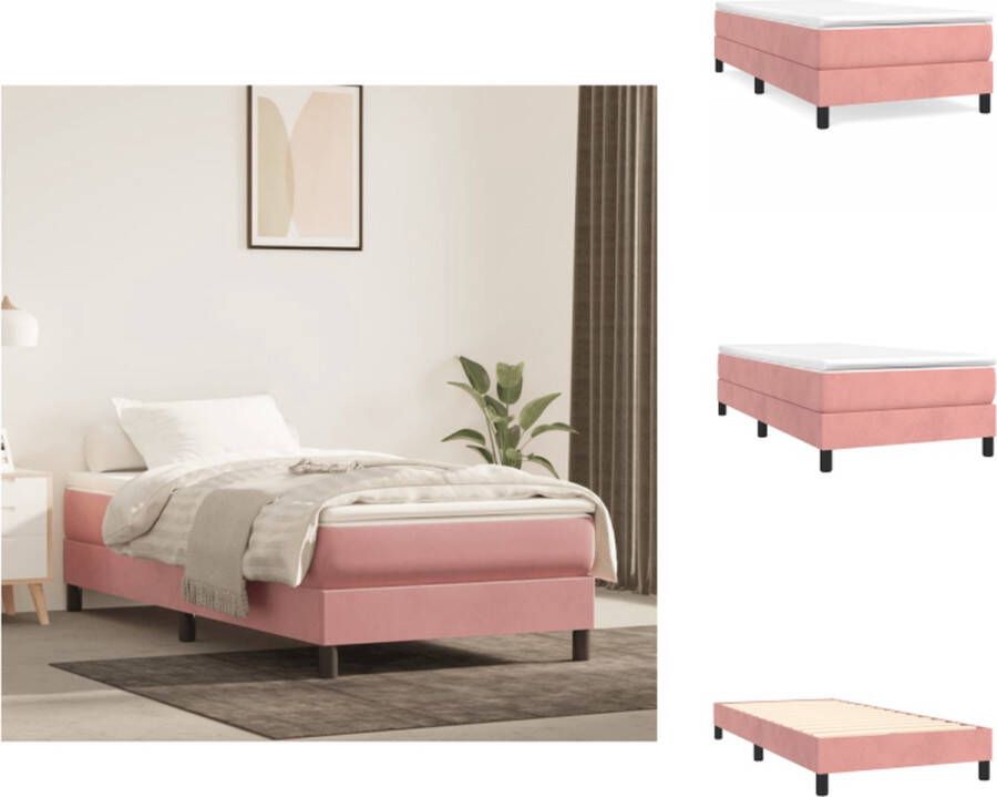 VidaXL Boxspringframe Soft Velvet Bedframe 203 x 80 x 25 cm Roze Bed