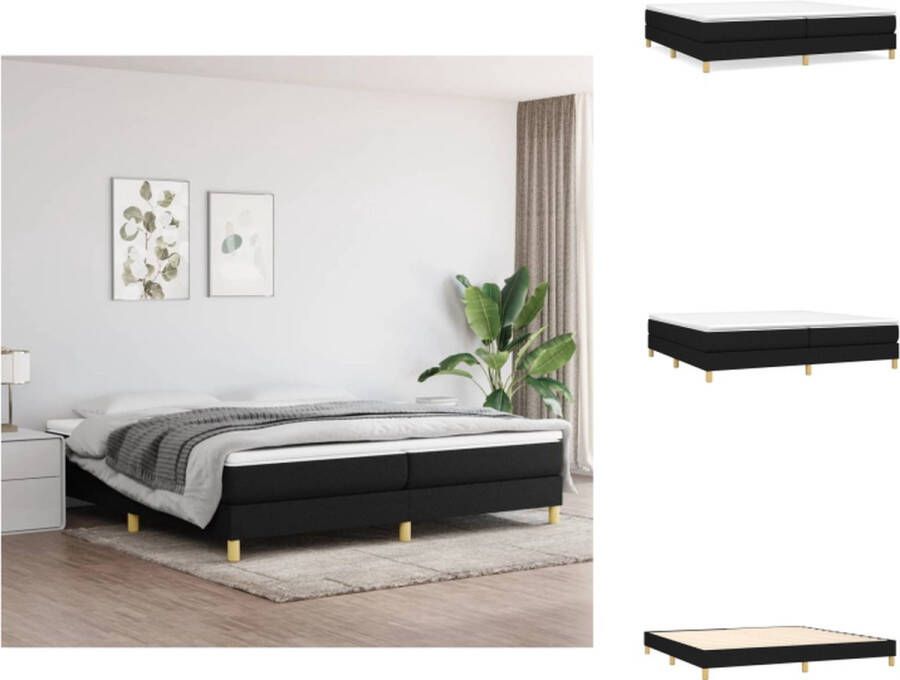 VidaXL Boxspringframe Zwart 203 x 200 x 25 cm Ademend en duurzaam Geschikt voor matras 200 x 200 cm Met montagehandleiding Bed