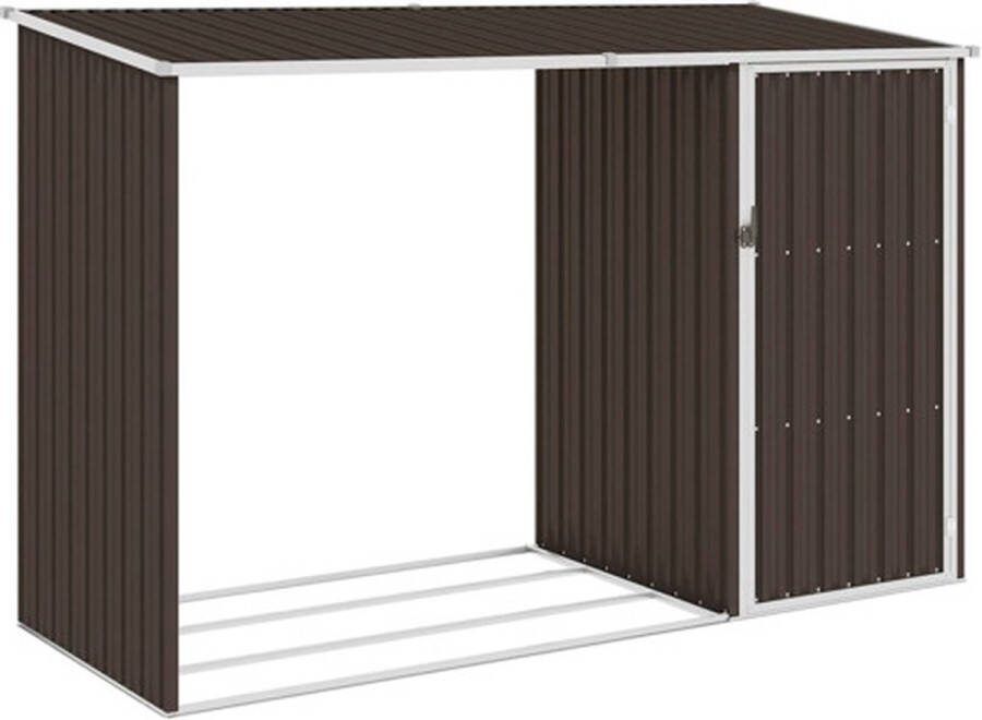 VidaXL -Brandhoutschuur-245x98x159-cm-gegalvaniseerd-staal-bruin