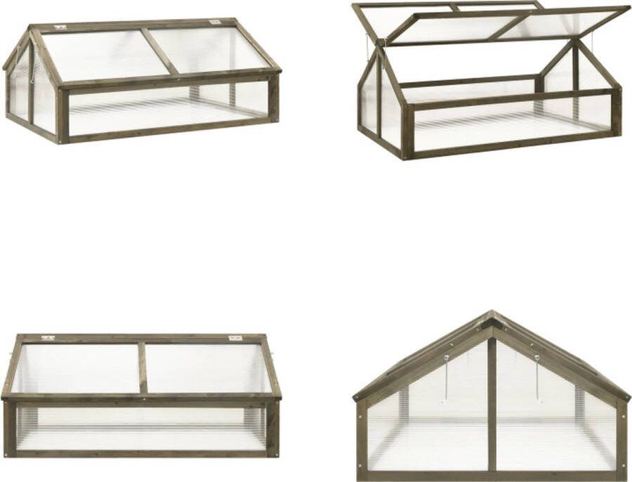 VidaXL Broeikas 114x80x50 cm vurenhout grijs Tuinkas Tuinkassen Kas Kassen