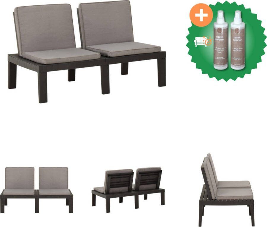 VidaXL Buitenbank Kunststof Grijs 130x65x70 cm Tuinbank Inclusief Onderhoudsset