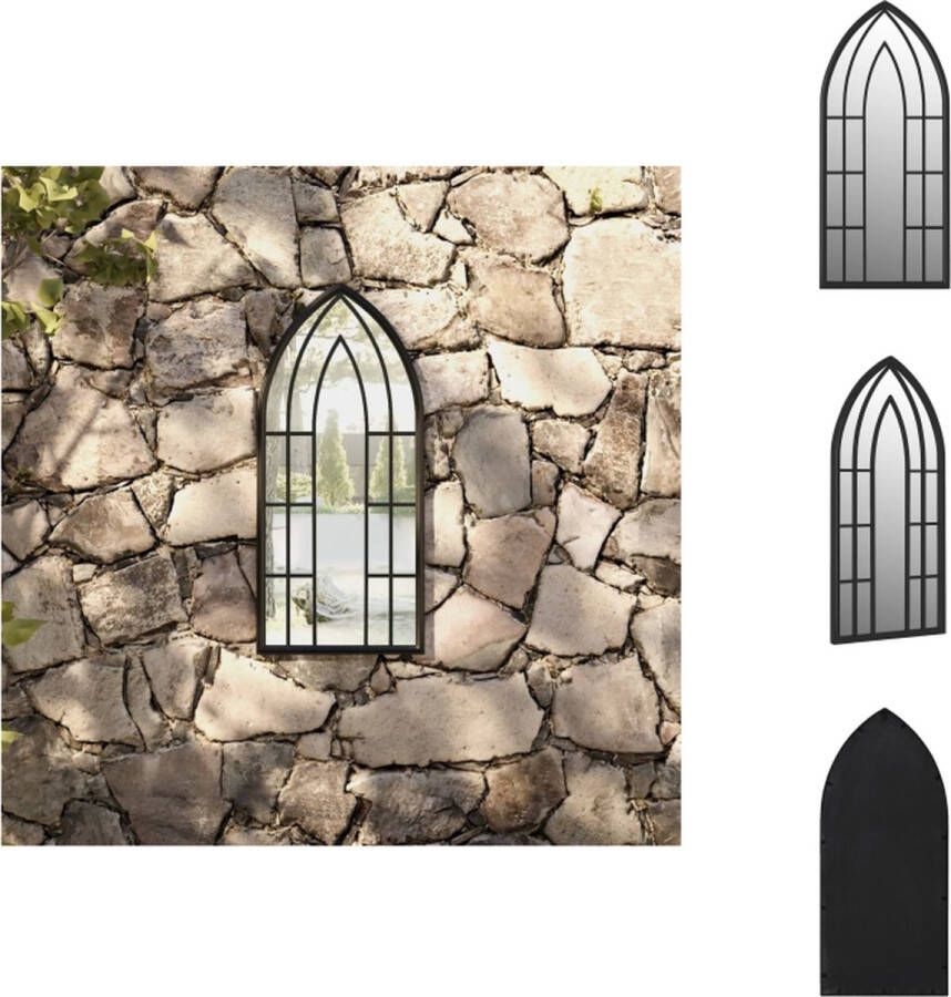 VidaXL Buitenspiegel Decoratief 70 x 30 cm IJzer en glas Zwart roesteffect Spiegel