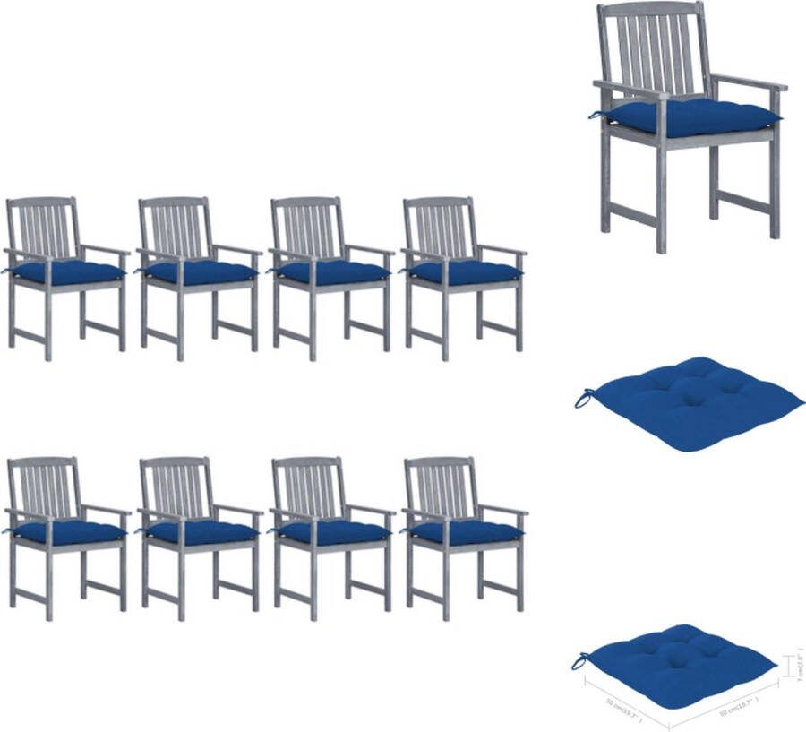 VidaXL Buitenstoelenset Massief Acaciahout Greywash 61 x 57 x 92 cm Inclusief kussens Tuinstoel