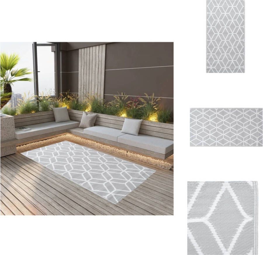 VidaXL Buitentapijt Grijs 120 x 180 cm Dubbellaagse Jacquard PP Buitenkeuken