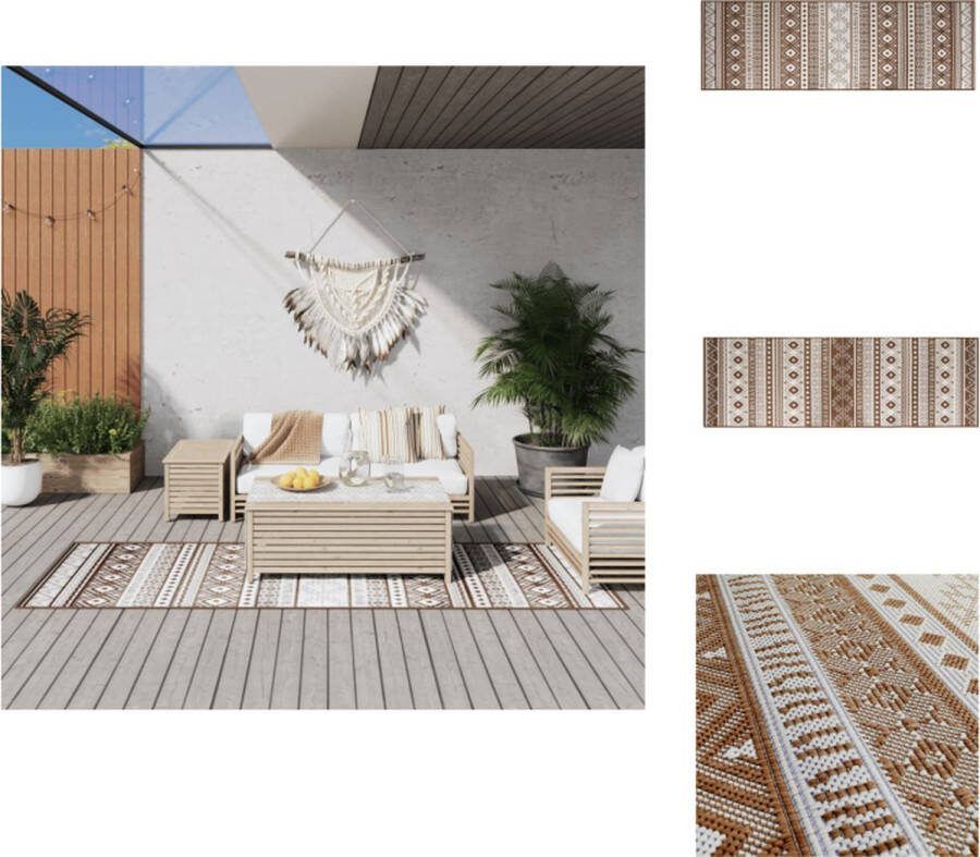 VidaXL Buitentapijt Omkeerbaar 80 x 250 cm Bruin en wit 100% polypropeen Waterafstotend Buitenkeuken
