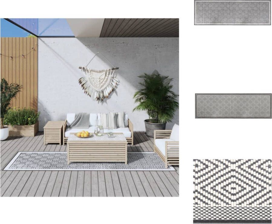 VidaXL Buitentapijt Omkeerbaar 80 x 250 cm Grijs en wit Polypropeen (PP) Buitenkeuken