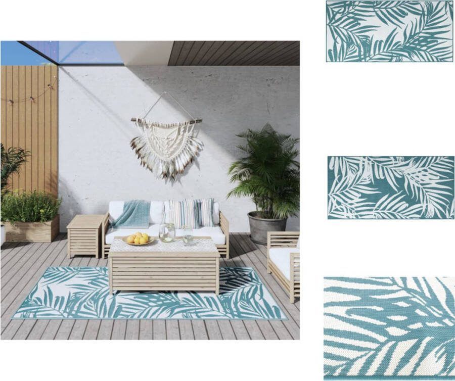 VidaXL Buitentapijt Omkeerbaar Polypropeen 100 x 200 cm Aqua en wit Buitenkeuken