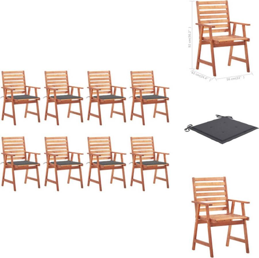 VidaXL Buitentuinset Acacia 56 x 62 x 92 cm Waterbestendig 8 stuks Tuinstoel