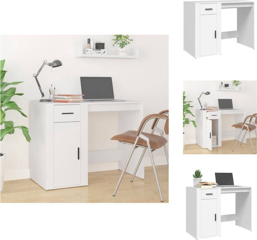 VidaXL Bureau 100 x 49 x 75 cm Wit bewerkt hout Bureau