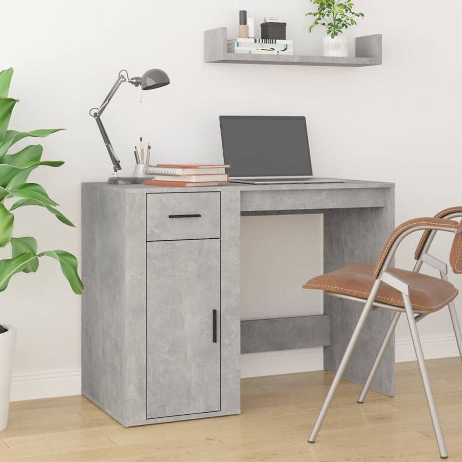 VidaXL Bureau 100x49x75 cm spaanplaat betongrijs