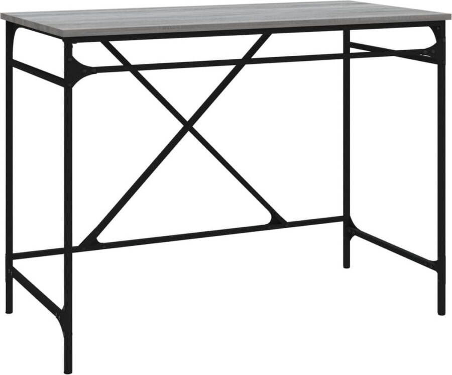 VidaXL -Bureau-100x50x75-cm-bewerkt-hout-en-ijzer-grijs-sonoma-eiken