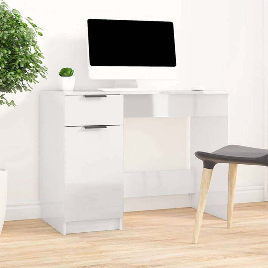 VidaXL Bureau 100x50x75 cm spaanplaat hoogglans wit