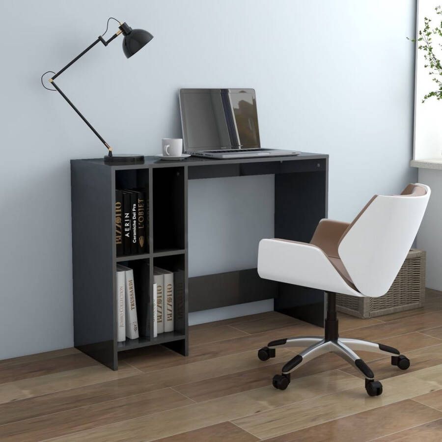 VidaXL Bureau 102 5x35x75 cm spaanplaat hoogglans grijs