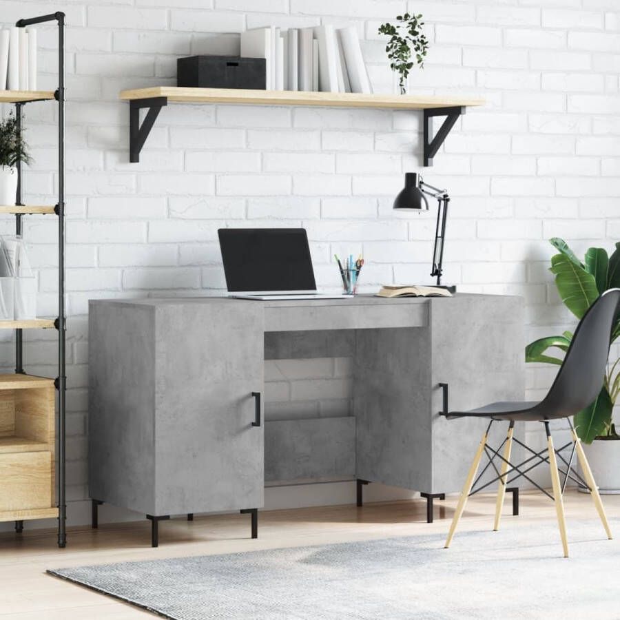 VidaXL Bureau 140x50x75 cm spaanplaat betongrijs