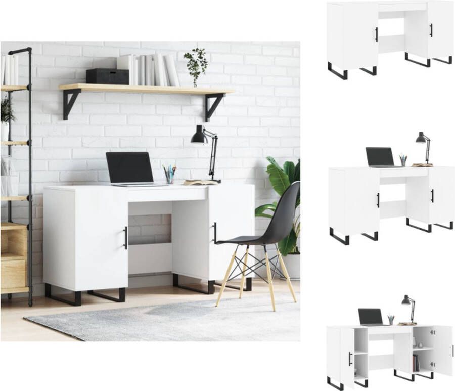 VidaXL Bureau 140x50x75 cm Wit bewerkt hout en ijzer Bureau