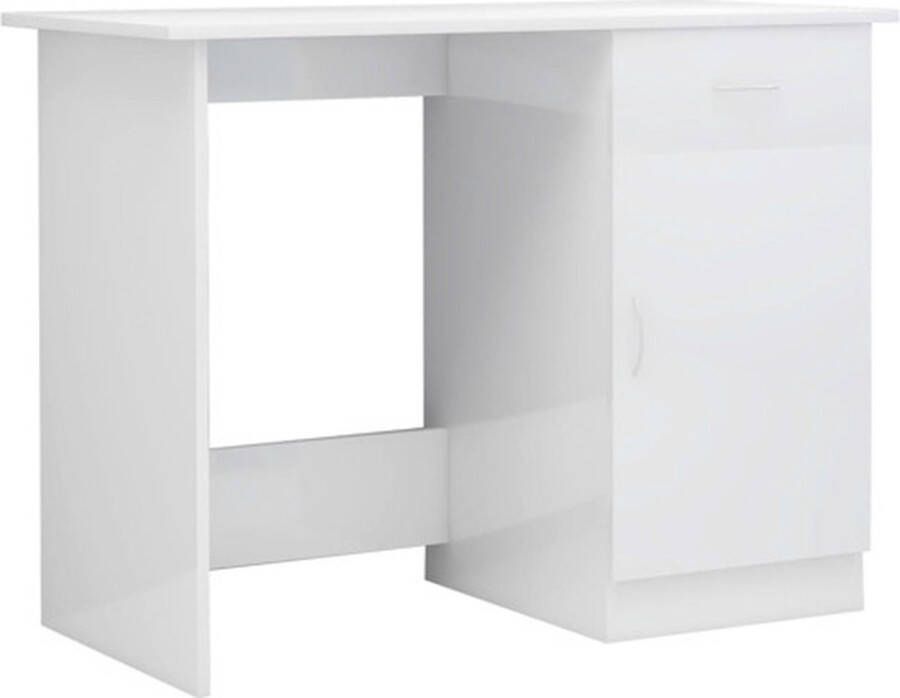 VidaXL Bureau 801086 100x50x76cm Spaanplaat Hoogglans Wit Grijs