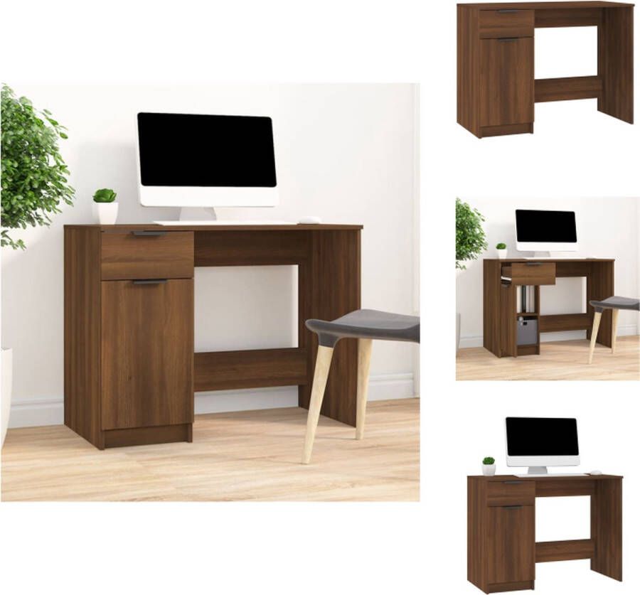 VidaXL Bureau Bruineiken 100x50x75 cm stevig bewerkt hout met opbergruimte Bureau