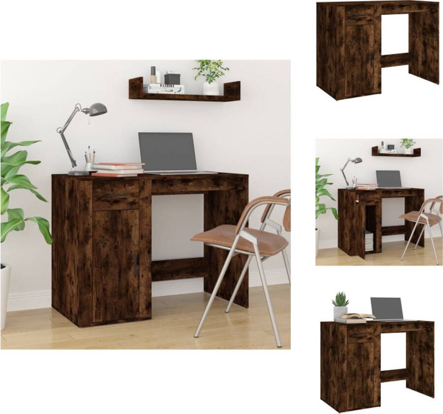 VidaXL Bureau Gerookt Eiken Bureau 100x49x75 cm Bureau