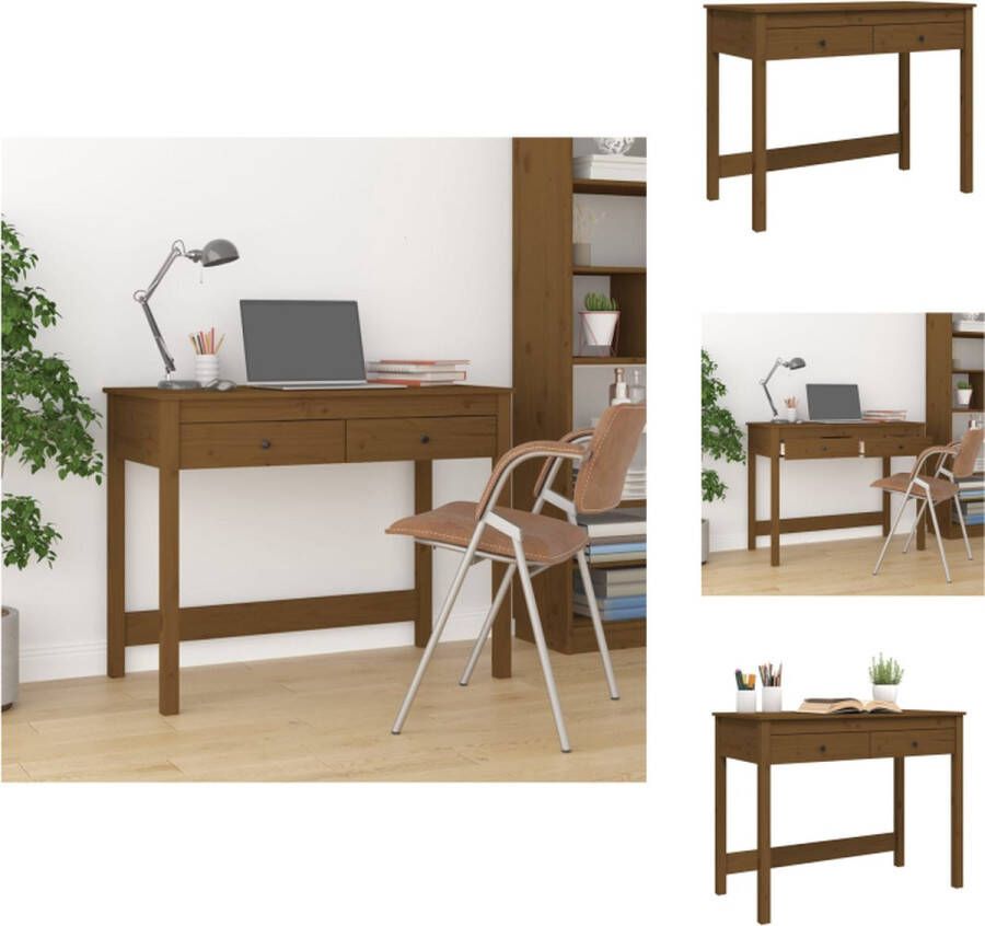 VidaXL Bureau Grenenhout 100x50x78 cm Honingbruin Bureau