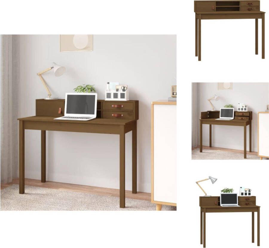 VidaXL Bureau Grenenhout Honingbruin 110 x 50 x 93 cm Veilig gemonteerd met handleiding Bureau