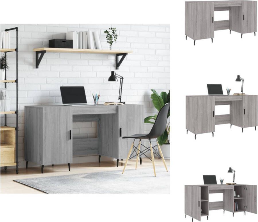 VidaXL Bureau Grijs Sonoma Eiken 140 x 50 x 75 cm Industriële stijl Bureau