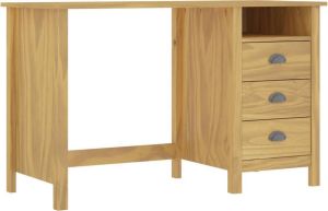 VidaXL Bureau Hill Range met 3 lades 120x50x74 cm massief grenenhout