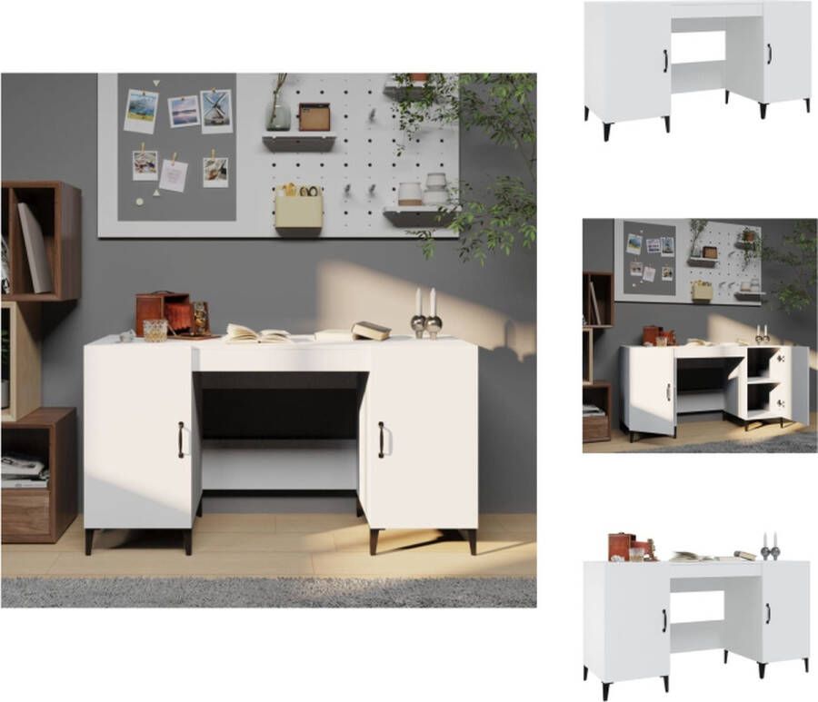 VidaXL Bureau Industrial White 140 x 50 x 75 cm Hoge Kwaliteit Hout en Metaal Bureau