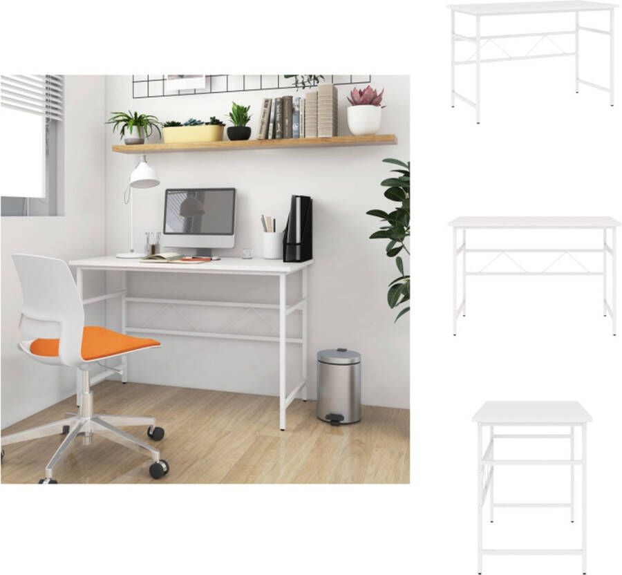 VidaXL Bureau Industriële Stijl 105 x 55 x 72 cm Wit MDF Gepoedercoat Metaal Bureau