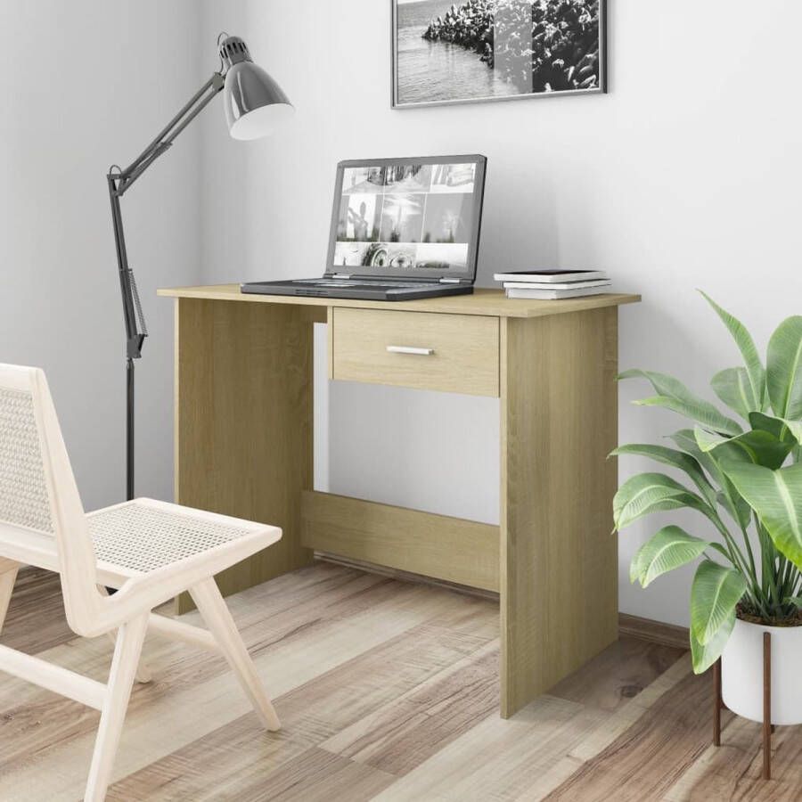 VidaXL Bureau kleur eiken 100x50x76 cm spaanplaat