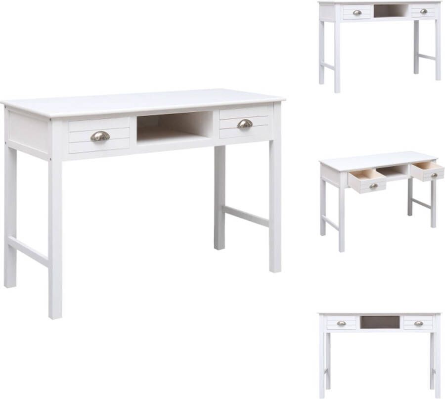 VidaXL Bureau Massief Paulowniahout Studeertafel 108 x 45 x 76 cm Bureau