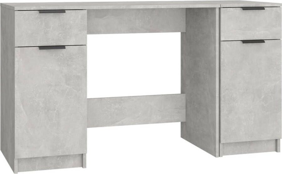 VidaXL -Bureau-met-bijzetkast-bewerkt-hout-betongrijs