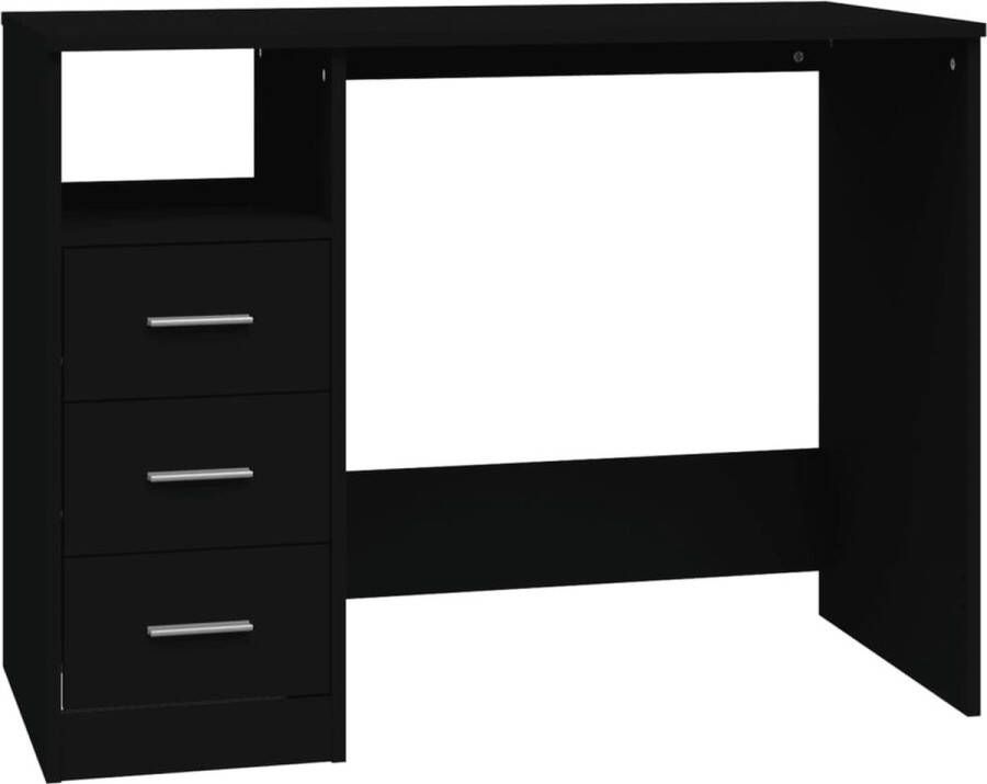 VidaXL -Bureau-met-lades-102x50x76-cm-bewerkt-hout-zwart