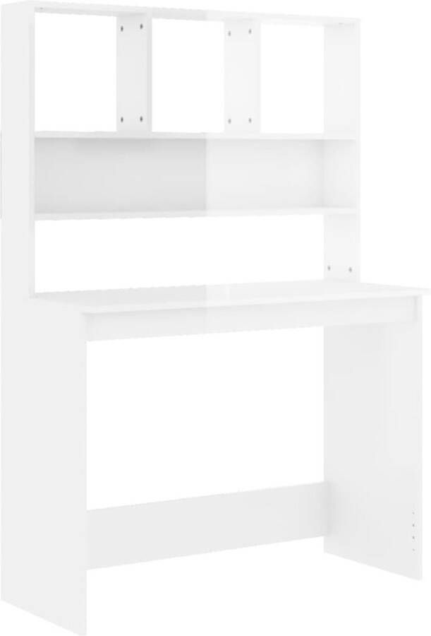 VidaXL -Bureau-met-schappen-102x45x148-cm-bewerkt-hout-hoogglans-wit