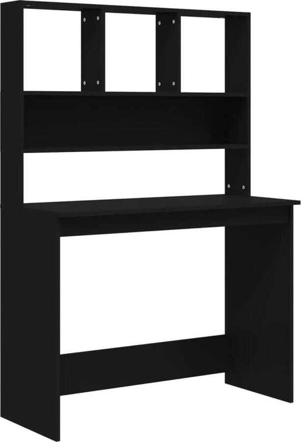 VidaXL -Bureau-met-schappen-102x45x148-cm-bewerkt-hout-zwart