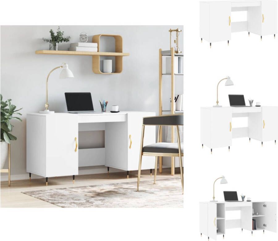 VidaXL Bureau Praktisch Bureau 140 x 50 x 75 cm Wit Bureau