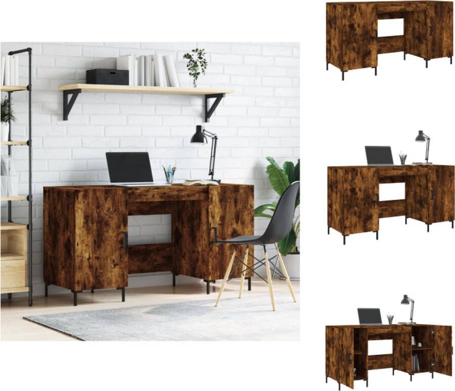 VidaXL Bureau Smoked Oak Wood 140 x 50 x 75 cm Durable Practical Bureau