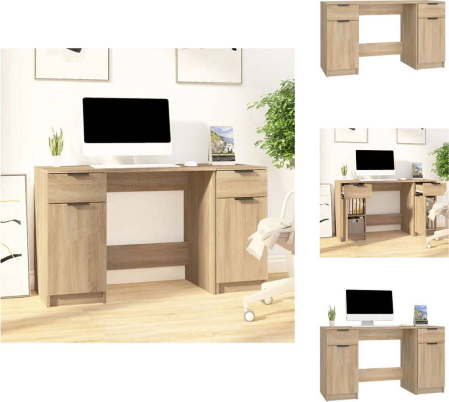 VidaXL Bureau Sonoma eiken 100x50x75 cm Stevig materiaal Bureau