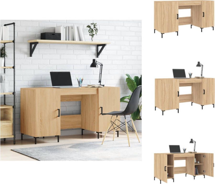 VidaXL Bureau Sonoma Eiken 140 x 50 x 75 cm Duurzaam Hout en IJzer Bureau