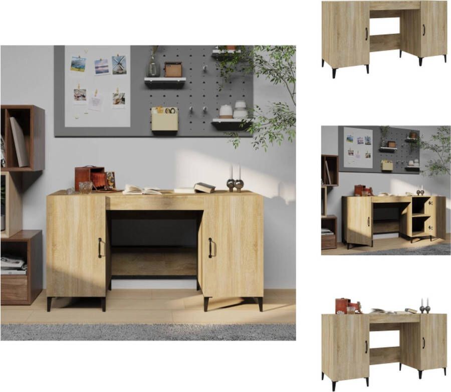 VidaXL Bureau Sonoma Eiken 140 x 50 x 75 cm Multifunctioneel Voldoende opbergruimte Bureau