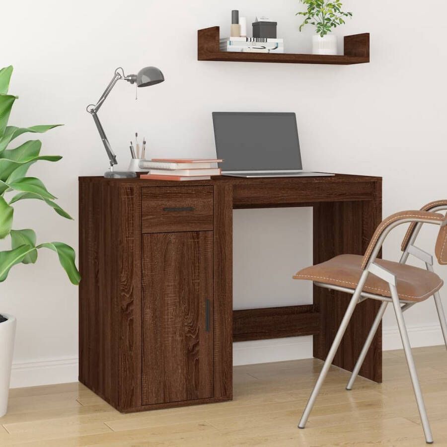 VidaXL Bureau spaanplaat 100x49x75 cm kleur eiken bruin