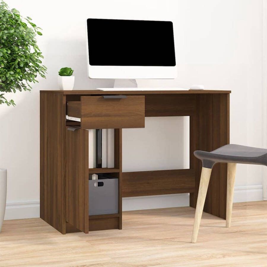 VidaXL Bureau spaanplaat 100x50x75 cm kleur eiken bruin