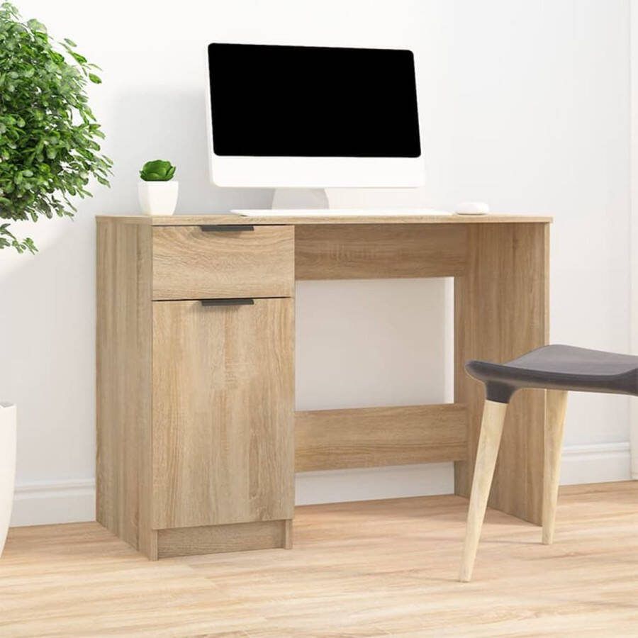 VidaXL Bureau spaanplaat 100x50x75 cm licht bruin
