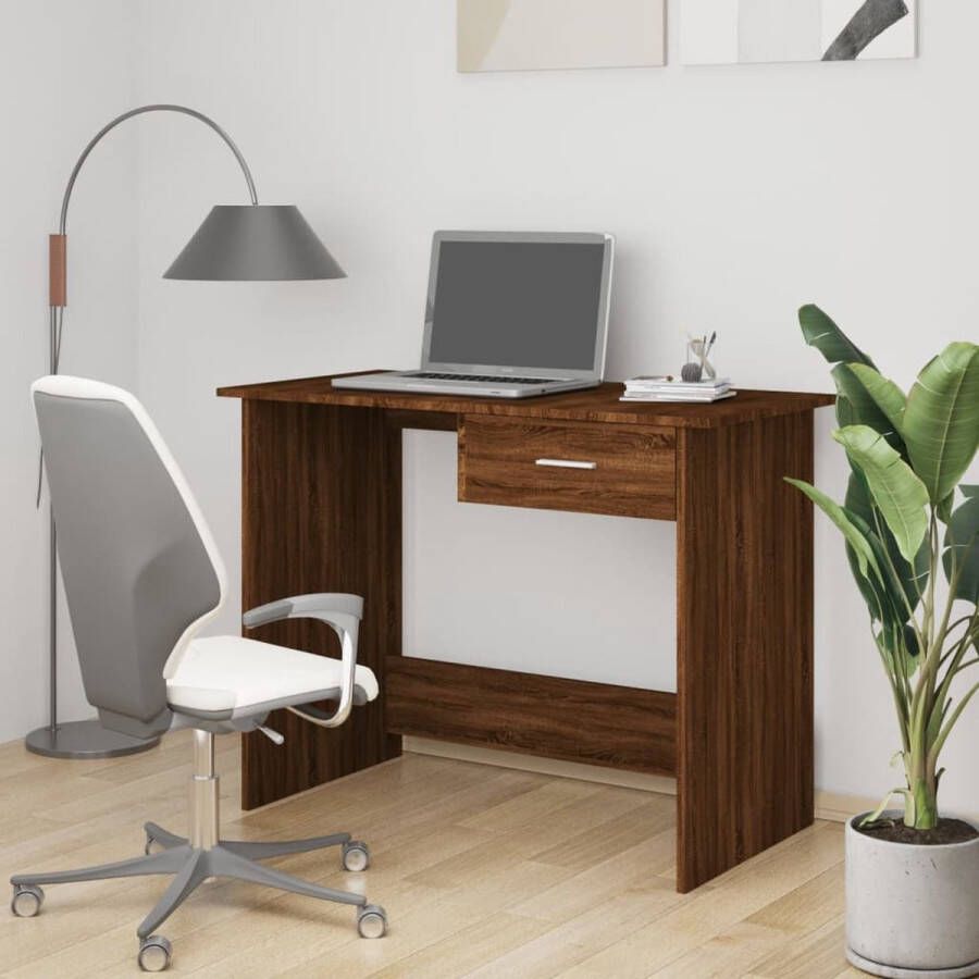 VidaXL Bureau spaanplaat 100x50x76 cm kleur eiken bruin