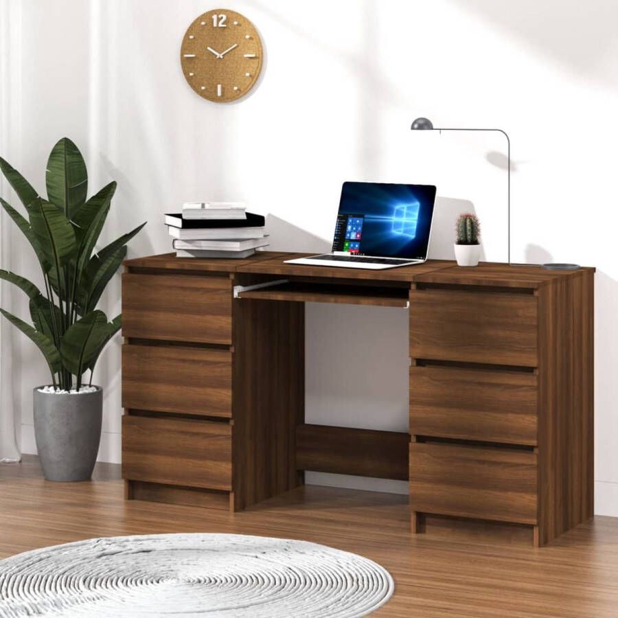 VidaXL Bureau spaanplaat 140x50x77 cm kleur bruin eiken