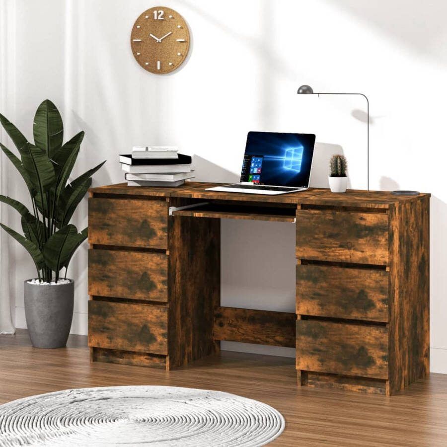VidaXL Bureau spaanplaat 140x50x77 cm kleur smoked eiken
