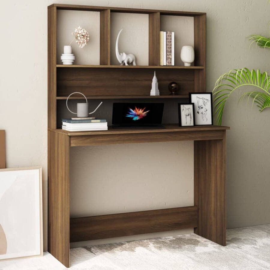 VidaXL Bureau spaanplaat met planken 110x45x157 cm kleur eiken bruin