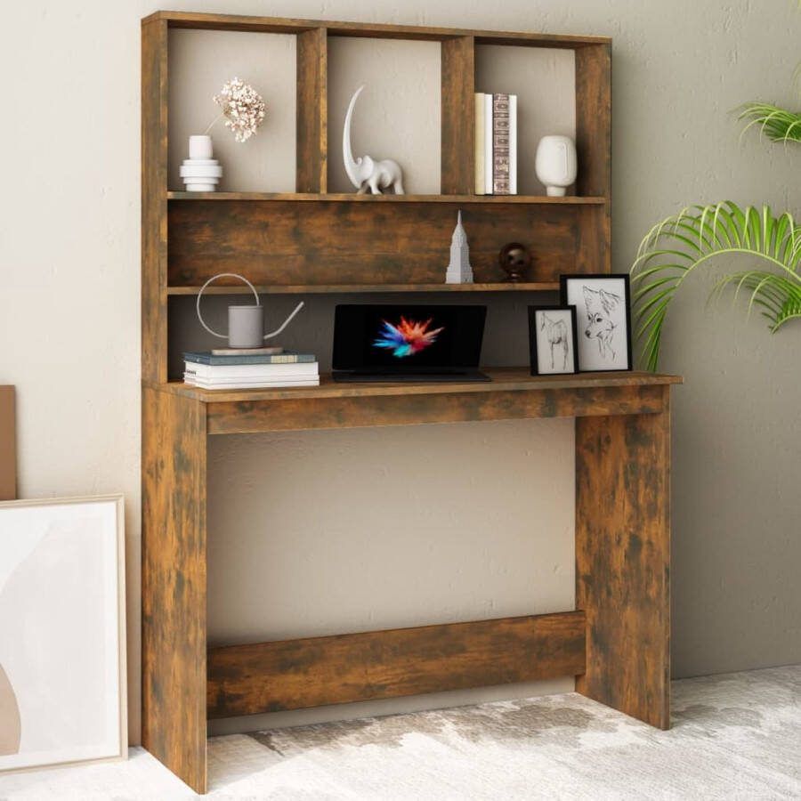 VidaXL Bureau spaanplaat met planken 110x45x157 cm kleur smoked eiken