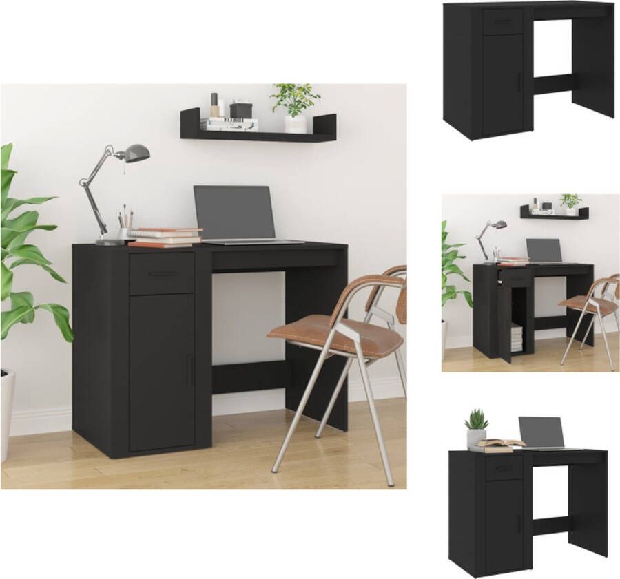 VidaXL Bureau Zwart 100 x 49 x 75 cm bewerkt hout Bureau