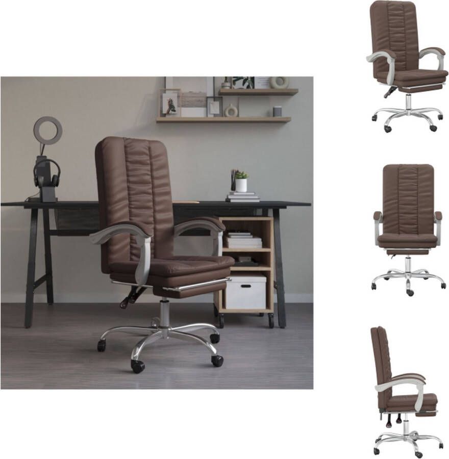 VidaXL Bureaustoel Verstelbaar Bruin Kunstleer 63x56x(110.5-120) cm Duurzaam 360 graden draaibaar Bureaustoel